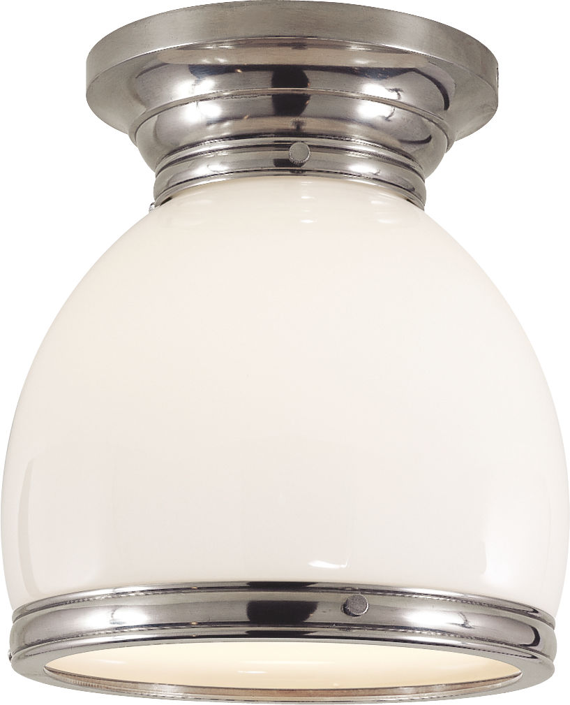 Edwardian Open Bottom Flush Mount in Antique Nickel with White Glass