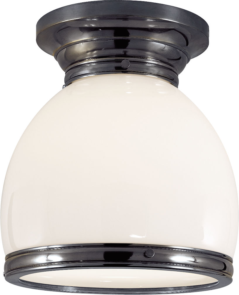 Edwardian Open Bottom Flush Mount in Bronze with White Glass