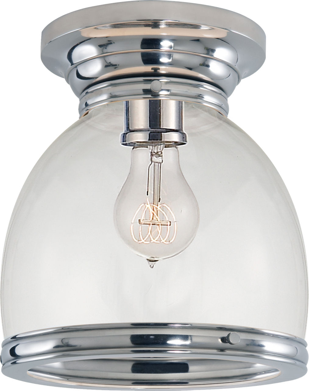 Edwardian Open Bottom Flush Mount in Polished Nickel with Clear Glass