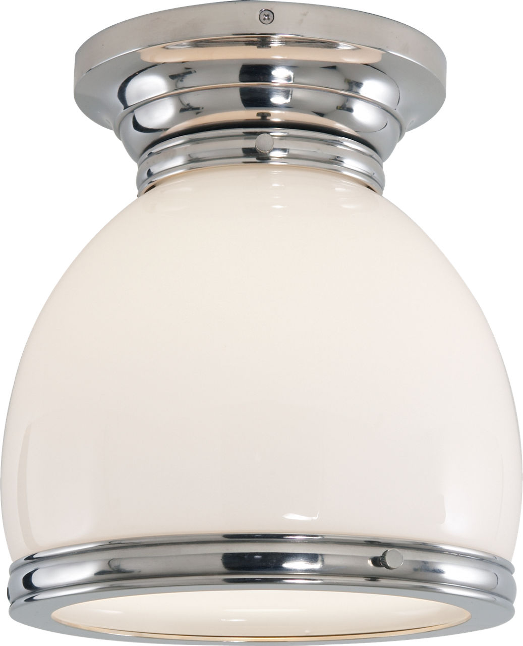 Edwardian Open Bottom Flush Mount in Polished Nickel with White Glass