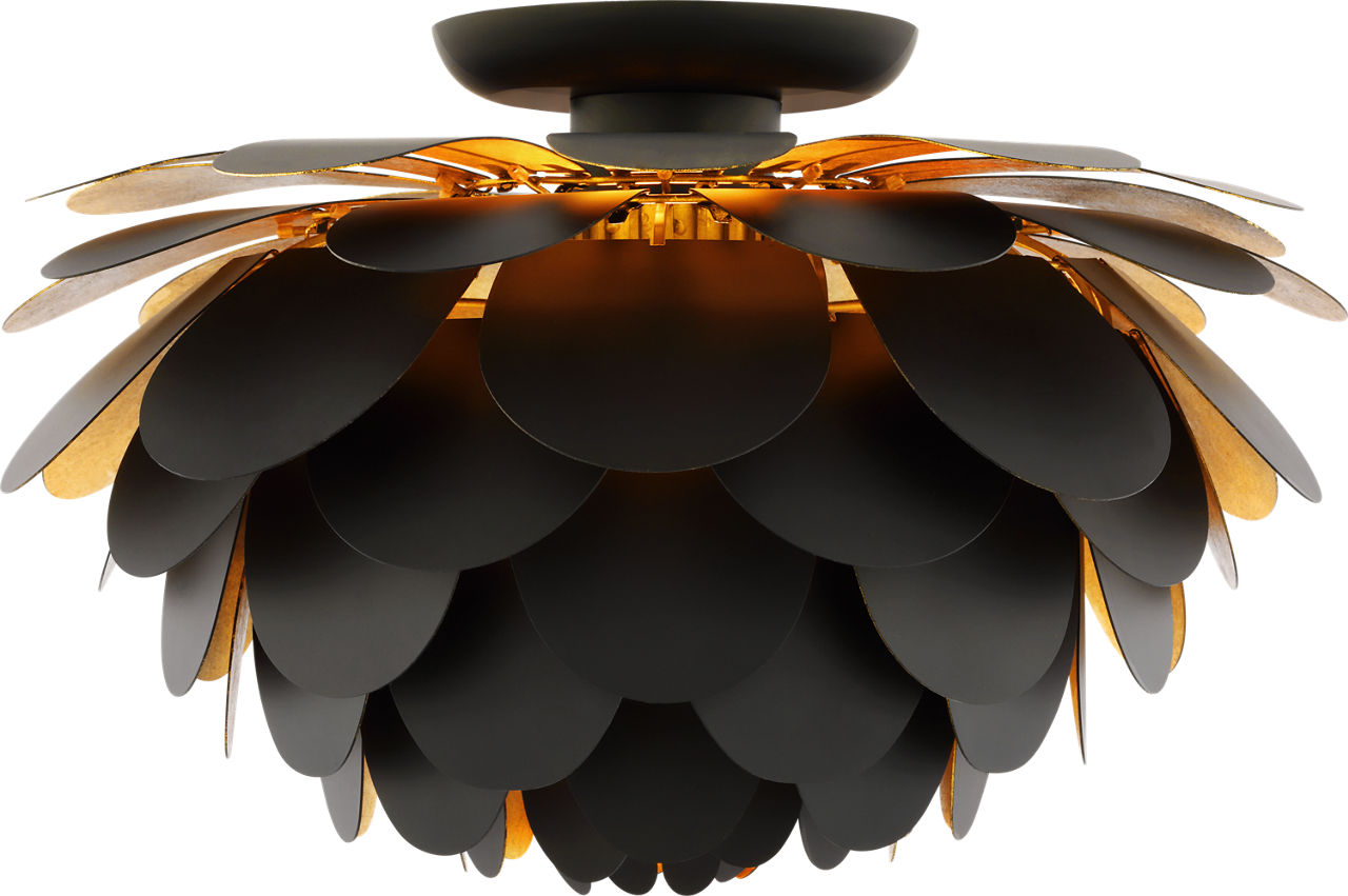 Cynara Large Flush Mount in Matte Black and Gild