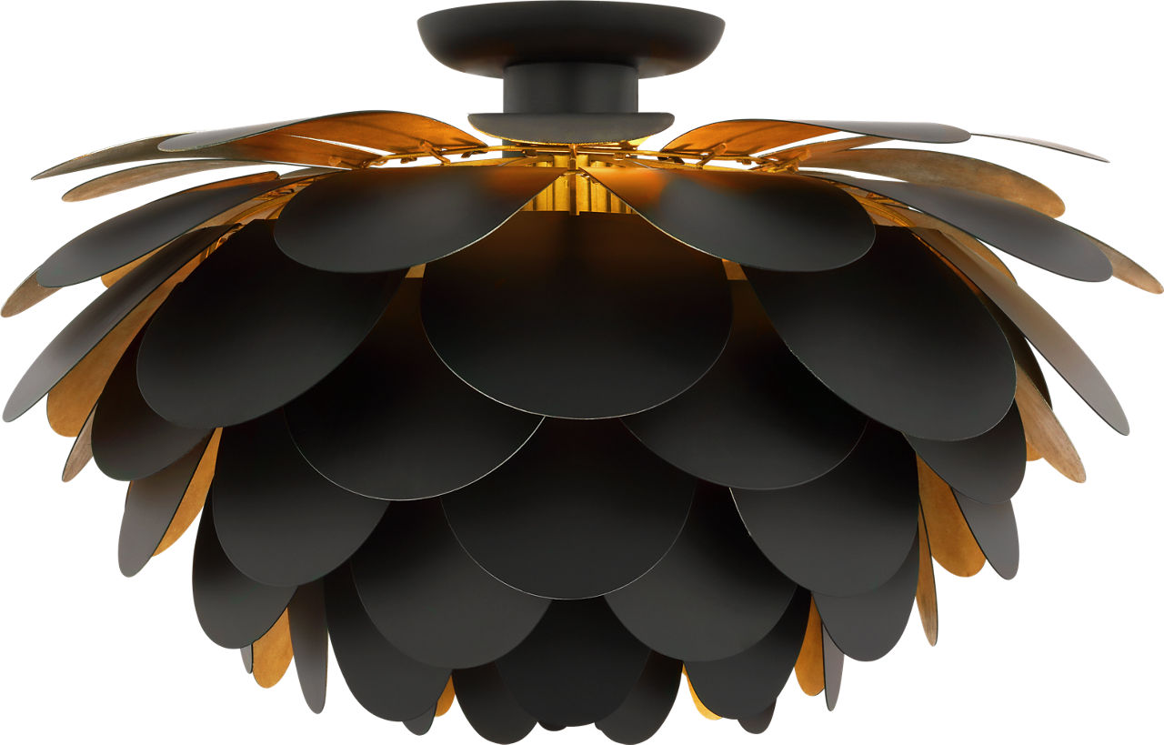Cynara XL Flush Mount in Matte Black and Gild