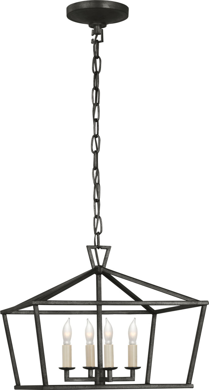 Darlana Small Wide Semi-Flush Mount Lantern in Aged Iron