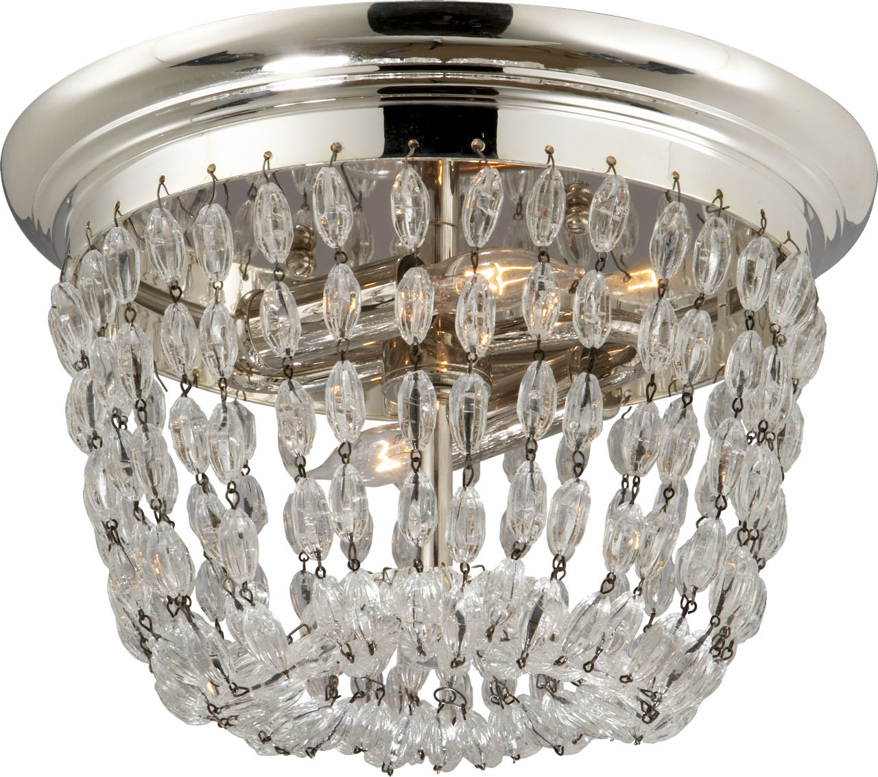 Paris Flea Market Small Flush Mount in Polished Silver with Seeded Glass