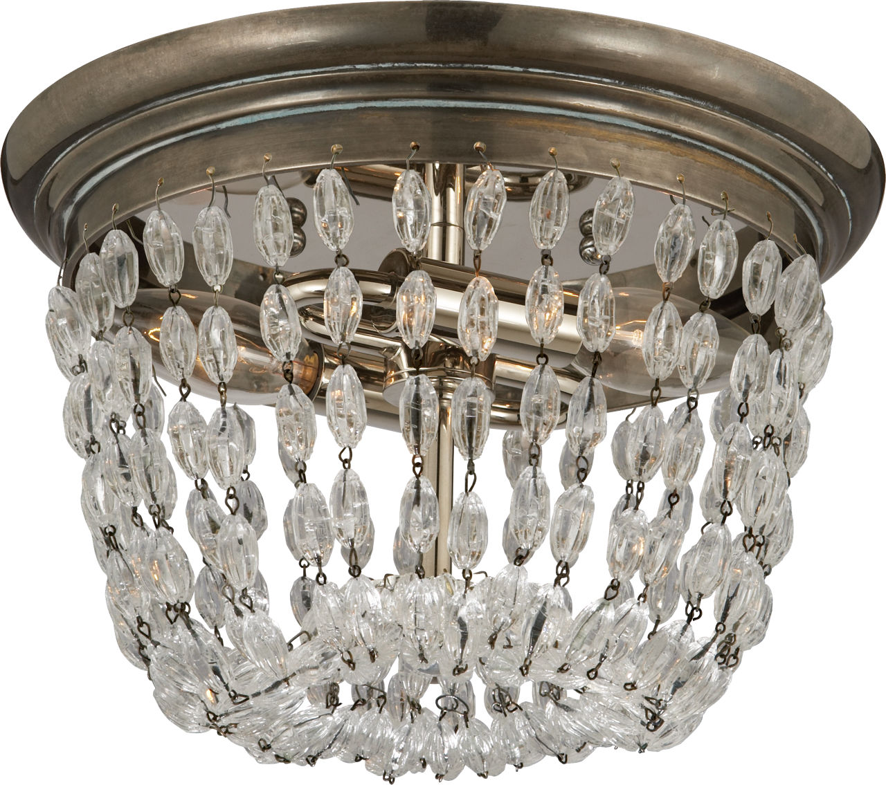 Paris Flea Market Small Flush Mount in Sheffield Silver with Seeded Glass