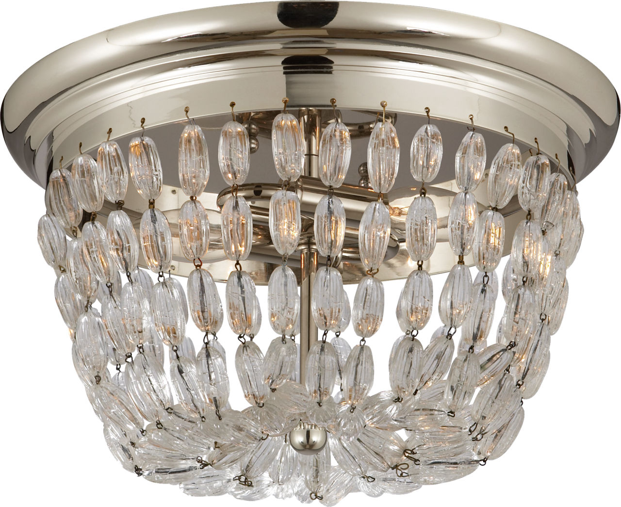 Paris Flea Market Medium Flush Mount in Polished Silver with Seeded Glass