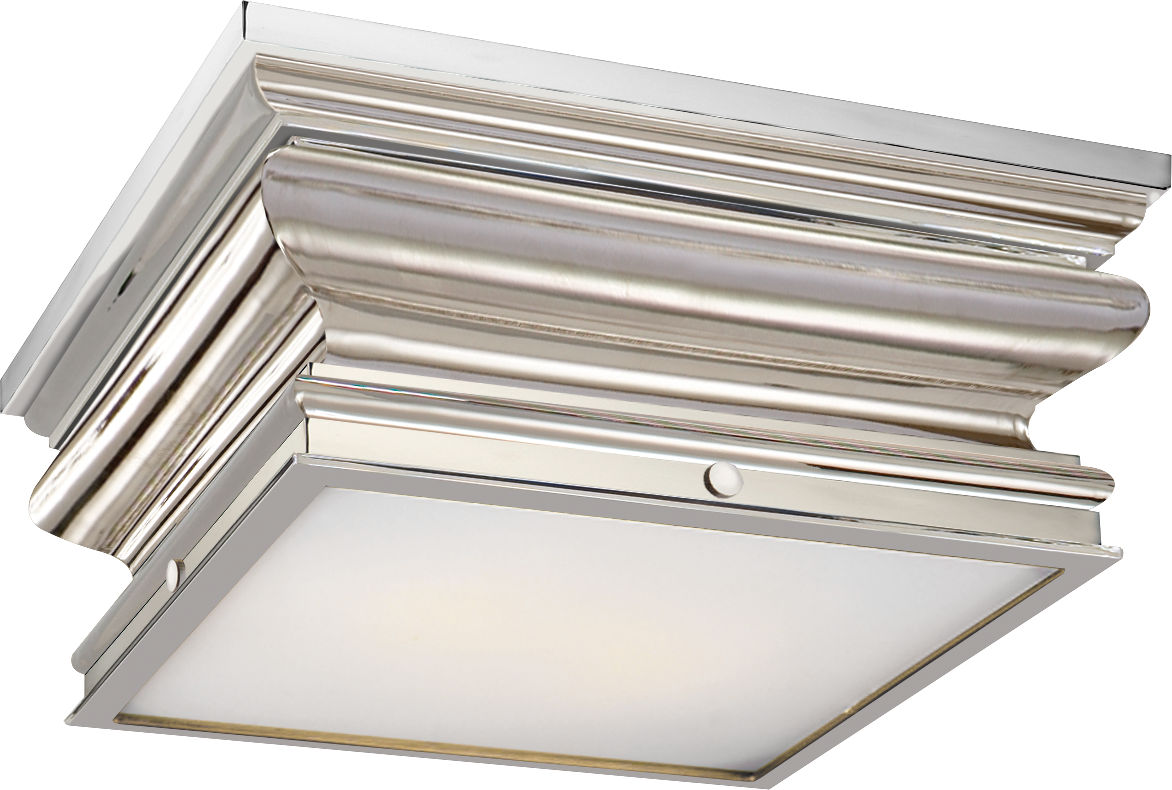 Square Flush Mount in Polished Nickel with Frosted Glass
