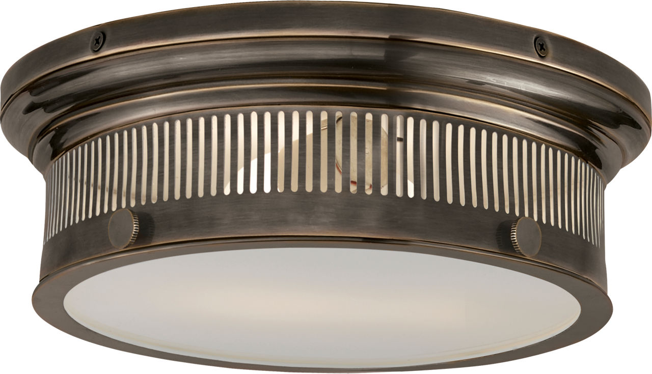 Alderly Small Flush Mount in Bronze with White Glass