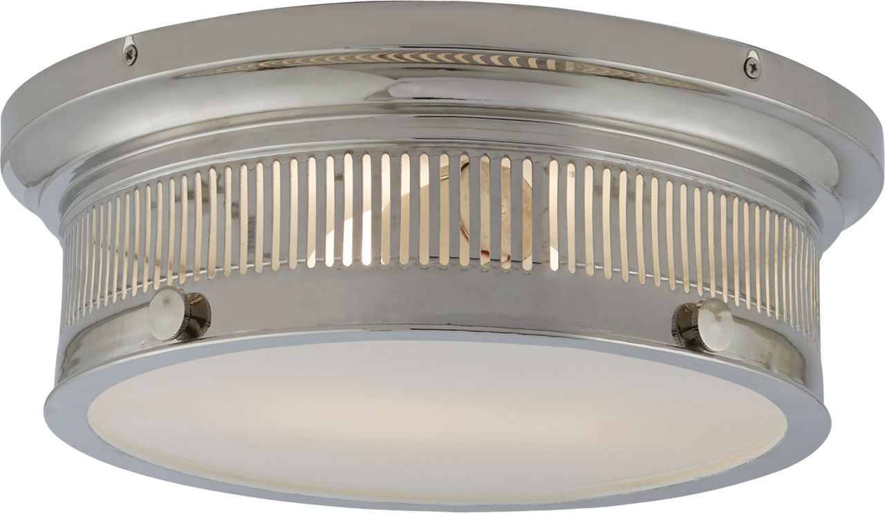 Alderly Small Flush Mount in Polished Nickel with White Glass