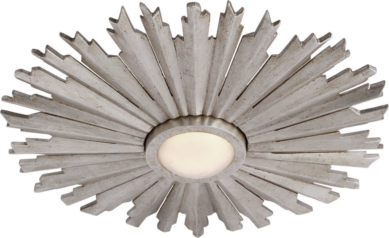 Claymore 14" Flush Mount in Burnished Silver Leaf with White Glass