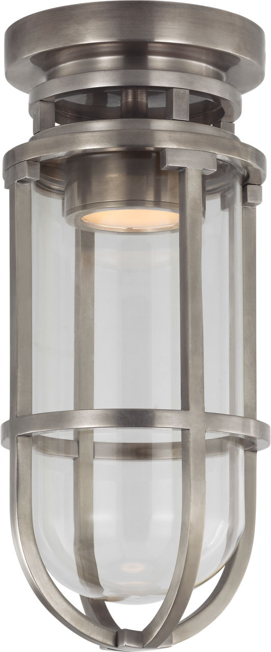 Gracie Tall Flush Mount in Antique Nickel with Clear Glass