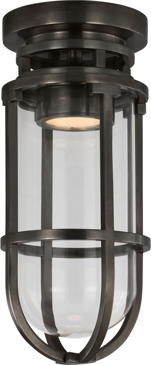 Gracie Tall Flush Mount in Bronze with Clear Glass