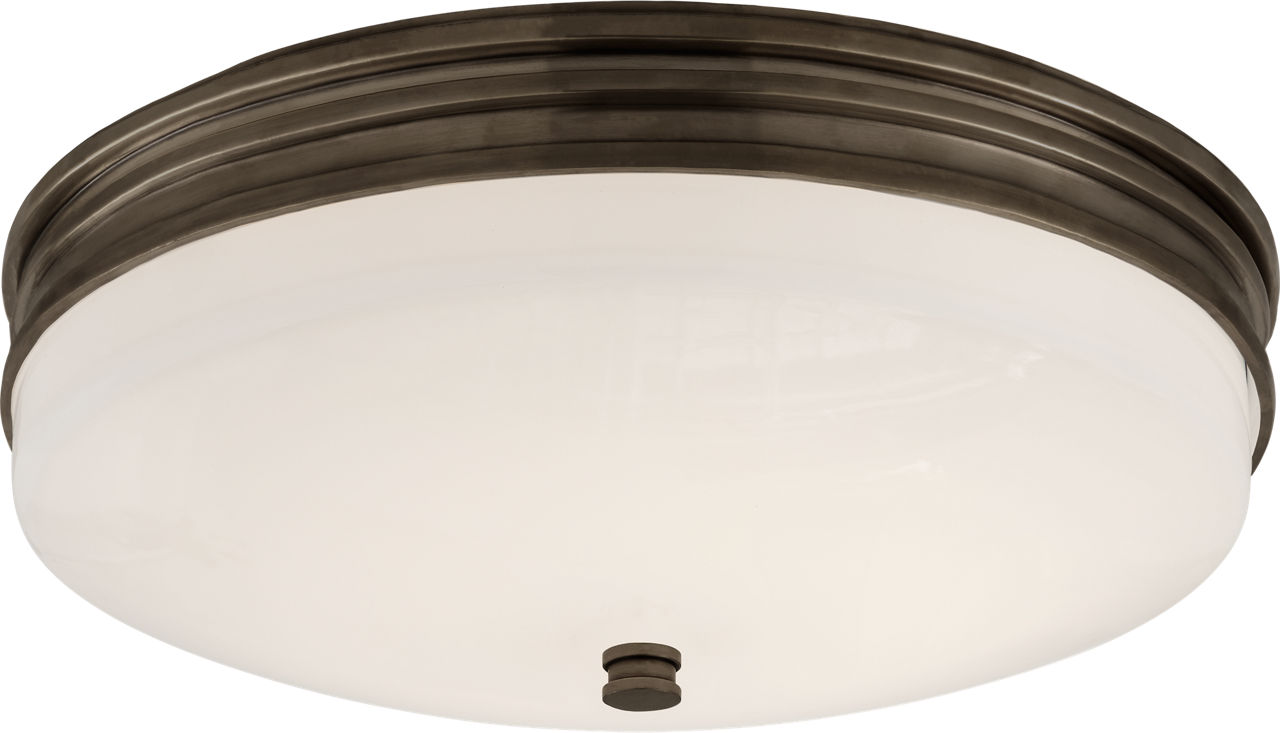 Launceton Small Flush Mount in Bronze with White Glass
