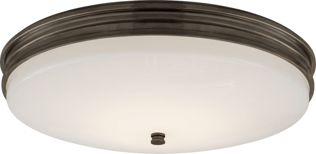 Launceton Medium Flush Mount in Bronze with White Glass