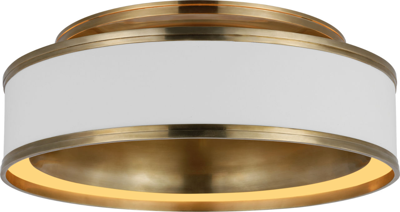 Connery 18" Flush Mount in Matte White and Antique-Burnished Brass