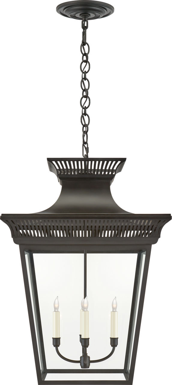 Elsinore Extra-Large Hanging Lantern in Black with Clear Glass