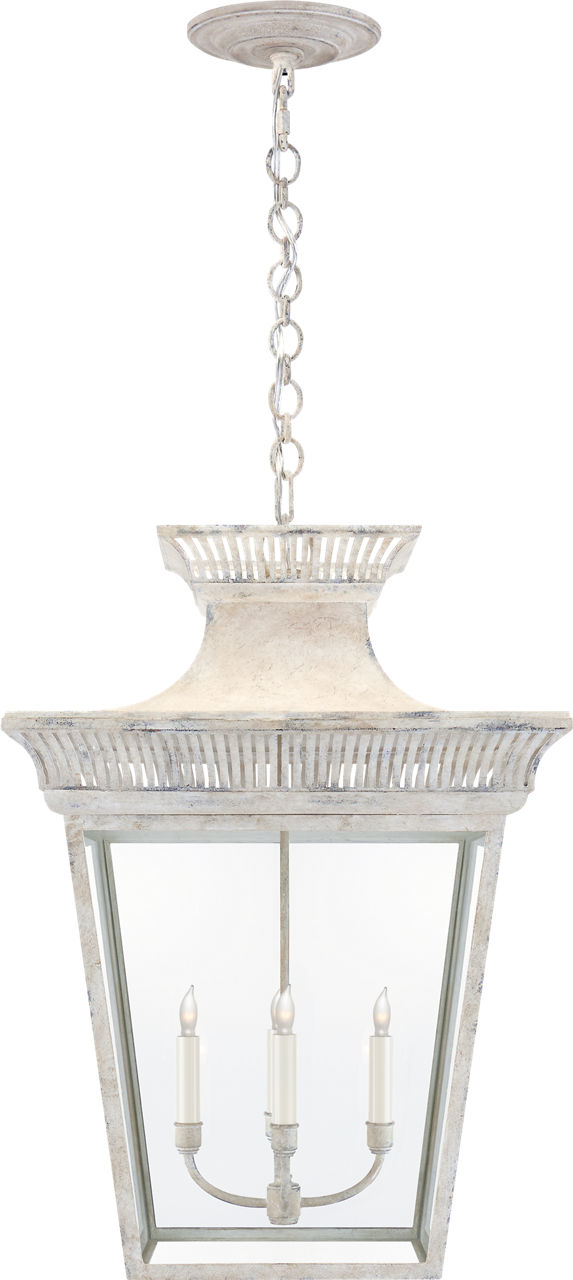 Elsinore Extra-Large Hanging Lantern in Old White with Clear Glass