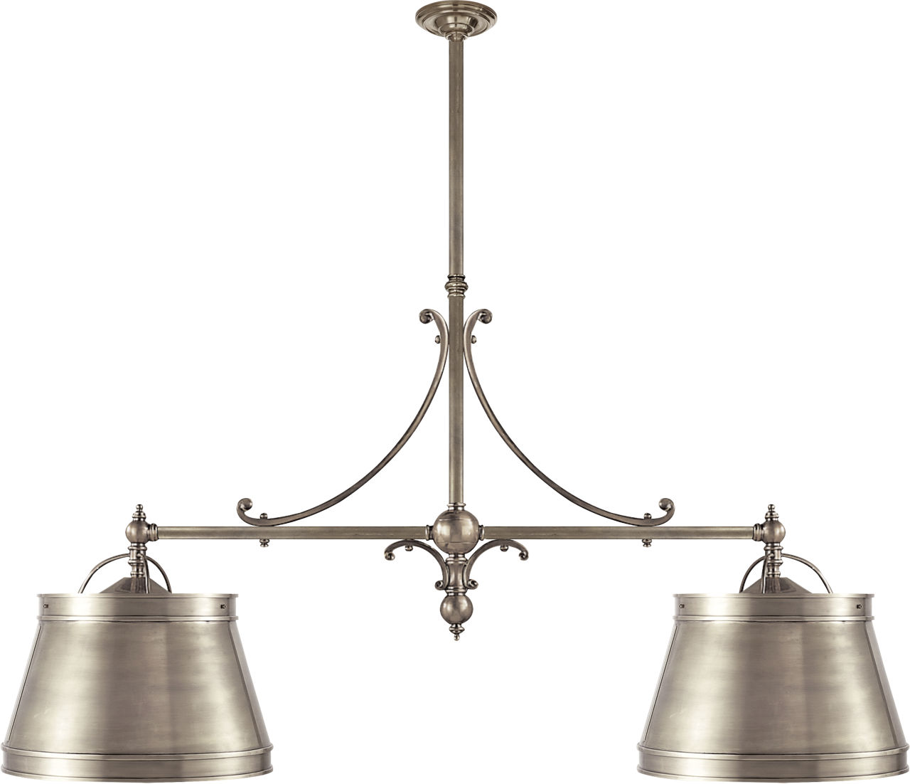 Sloane Double Shop Pendant in Antique Nickel with Antique Nickel Shades
