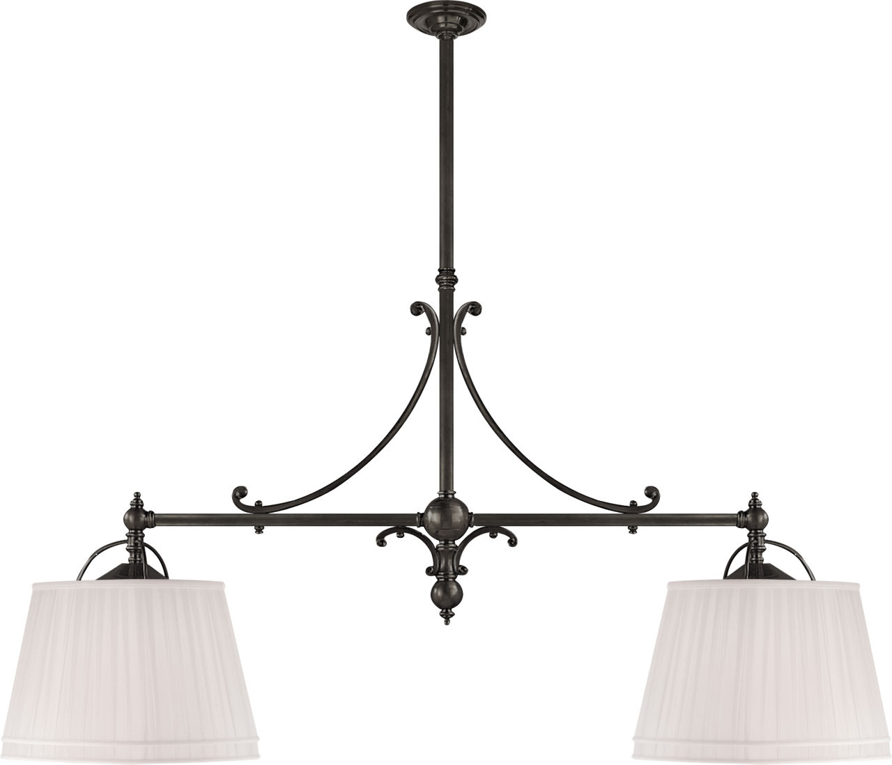 Sloane Double Shop Pendant in Bronze with Linen Shades