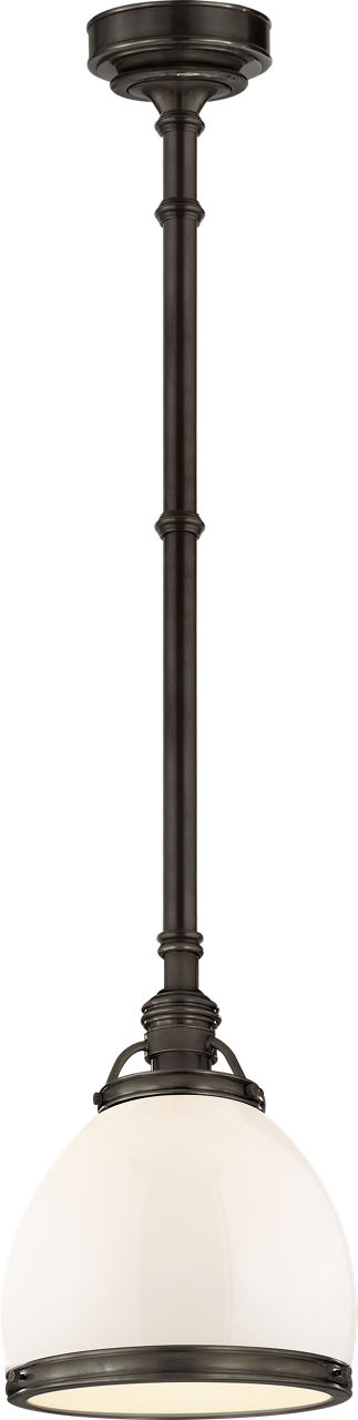 Sloane Single Pendant in Bronze with White Glass