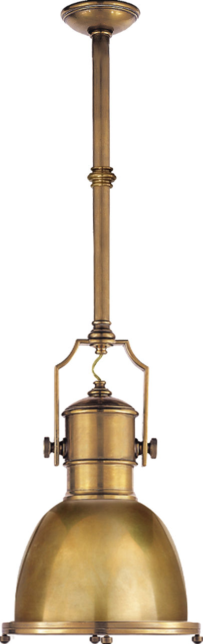 Country Industrial Small Pendant in Antique-Burnished Brass with Antique-Burnished Brass Shade