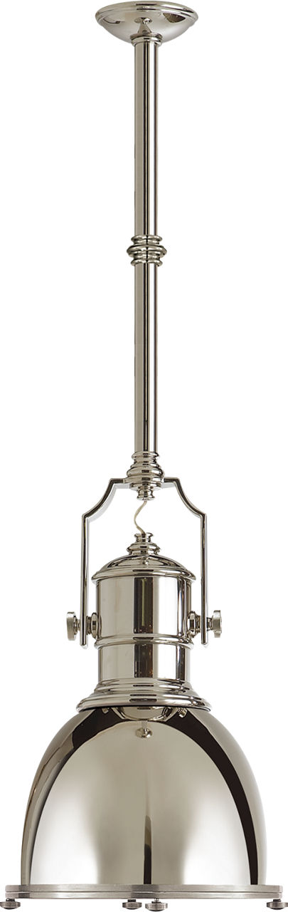 Country Industrial Small Pendant in Polished Nickel with Polished Nickel Shade