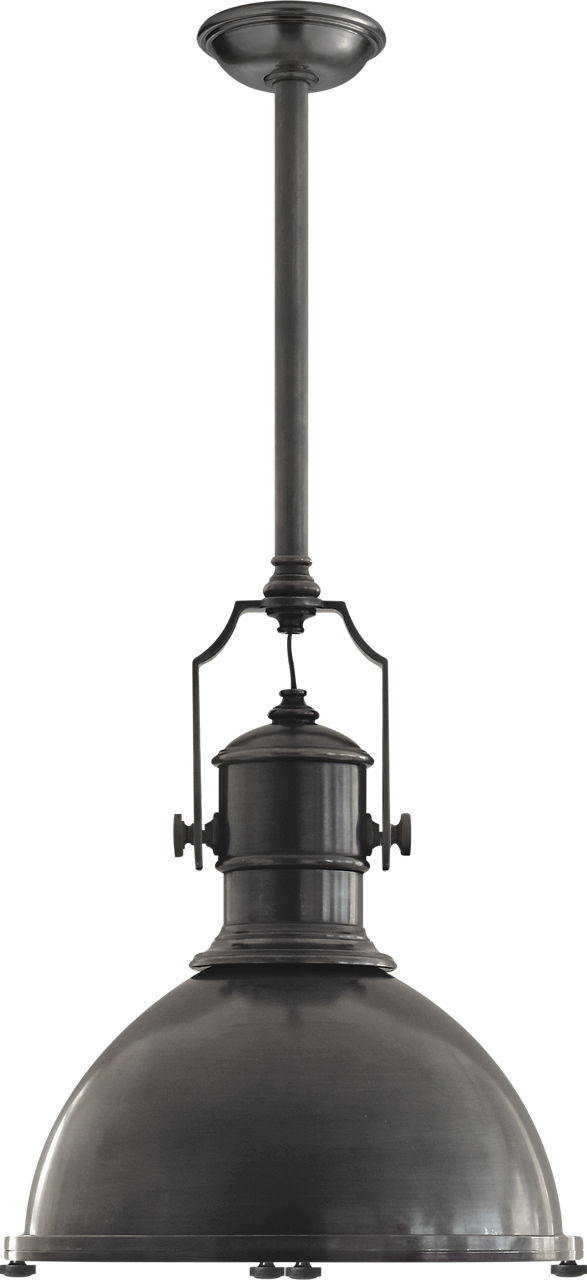 Country Industrial Large Pendant in Bronze with Bronze Shade