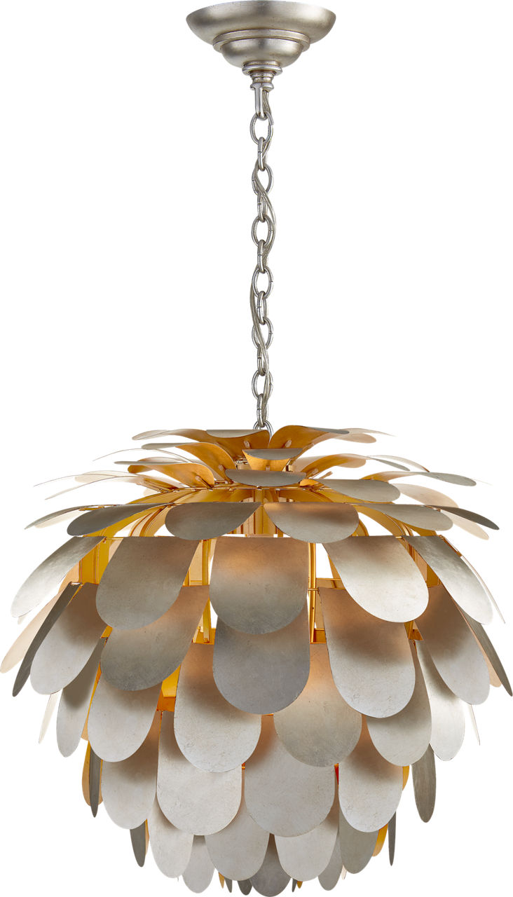 Cynara Large Chandelier in Burnished Silver Leaf