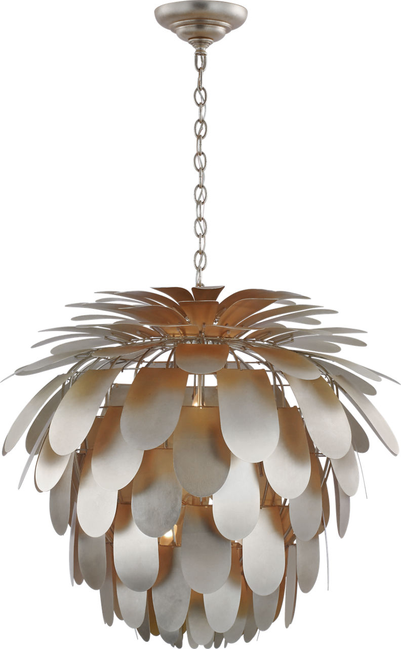 Cynara Grande Chandelier in Burnished Silver Leaf