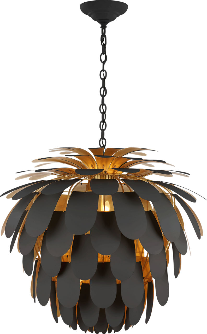 Cynara Grande Chandelier in Matte Black and Gild