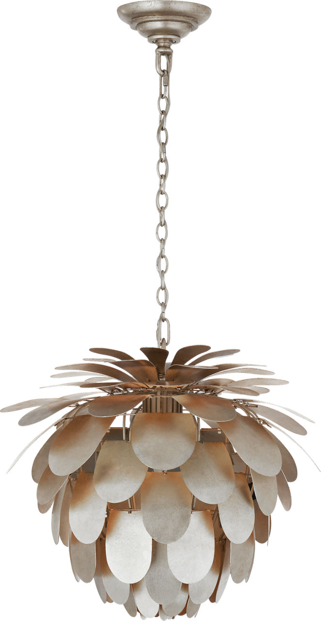 Cynara Small Chandelier in Burnished Silver Leaf