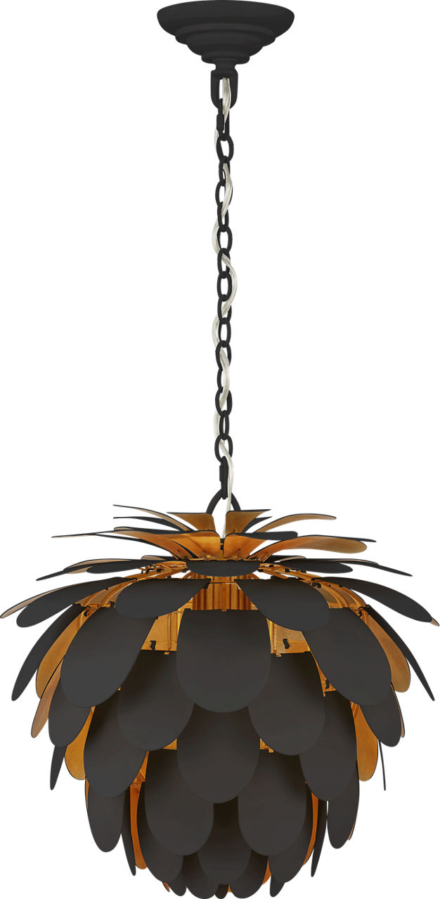 Cynara Small Chandelier in Matte Black and Gild