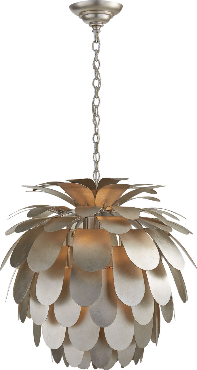 Cynara Medium Chandelier in Burnished Silver Leaf