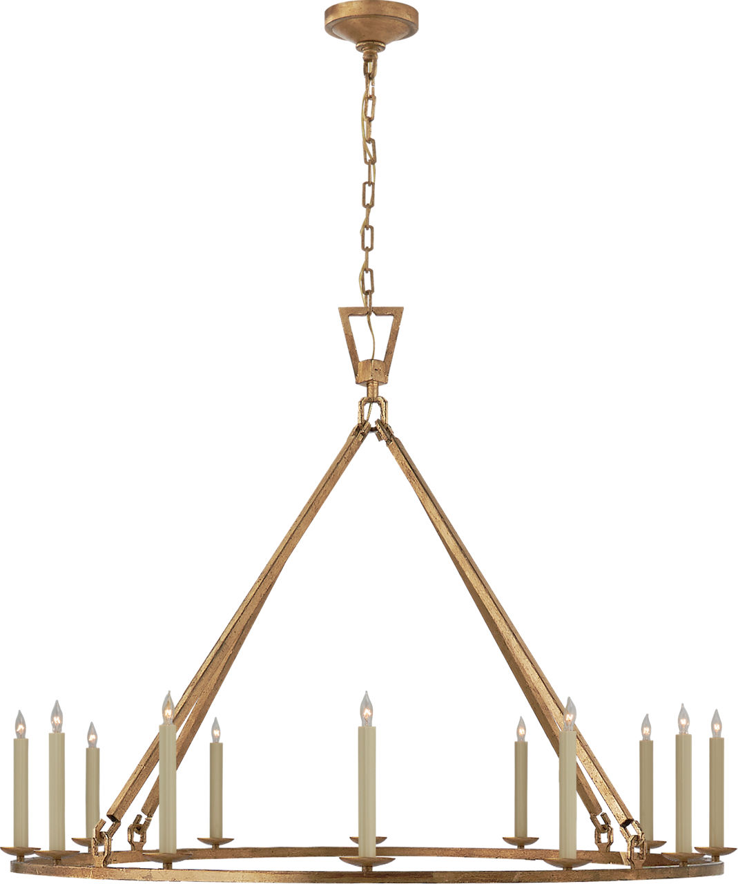 Darlana Extra Large Single Ring Chandelier in Gilded Iron