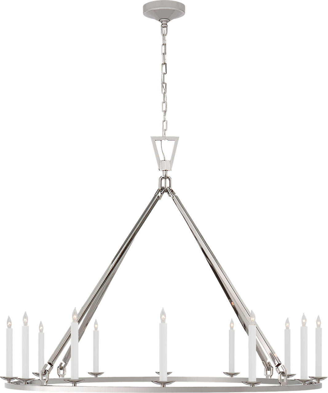 Darlana Extra Large Single Ring Chandelier in Polished Nickel