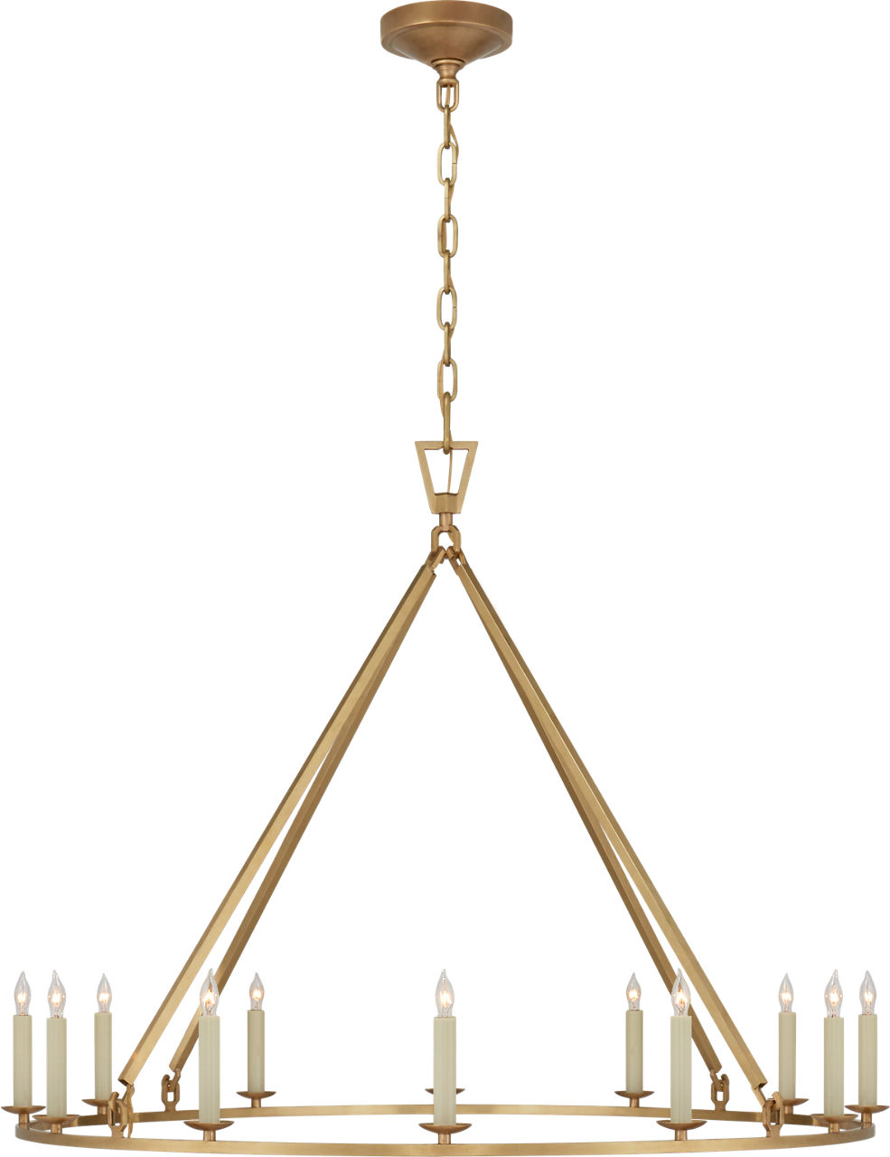 Darlana Large Single Ring Chandelier in Antique-Burnished Brass