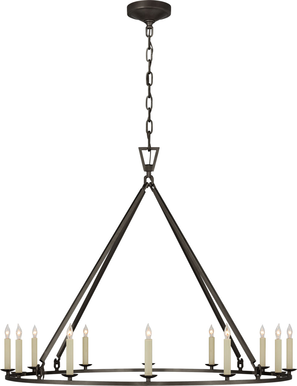 Darlana Large Single Ring Chandelier in Aged Iron