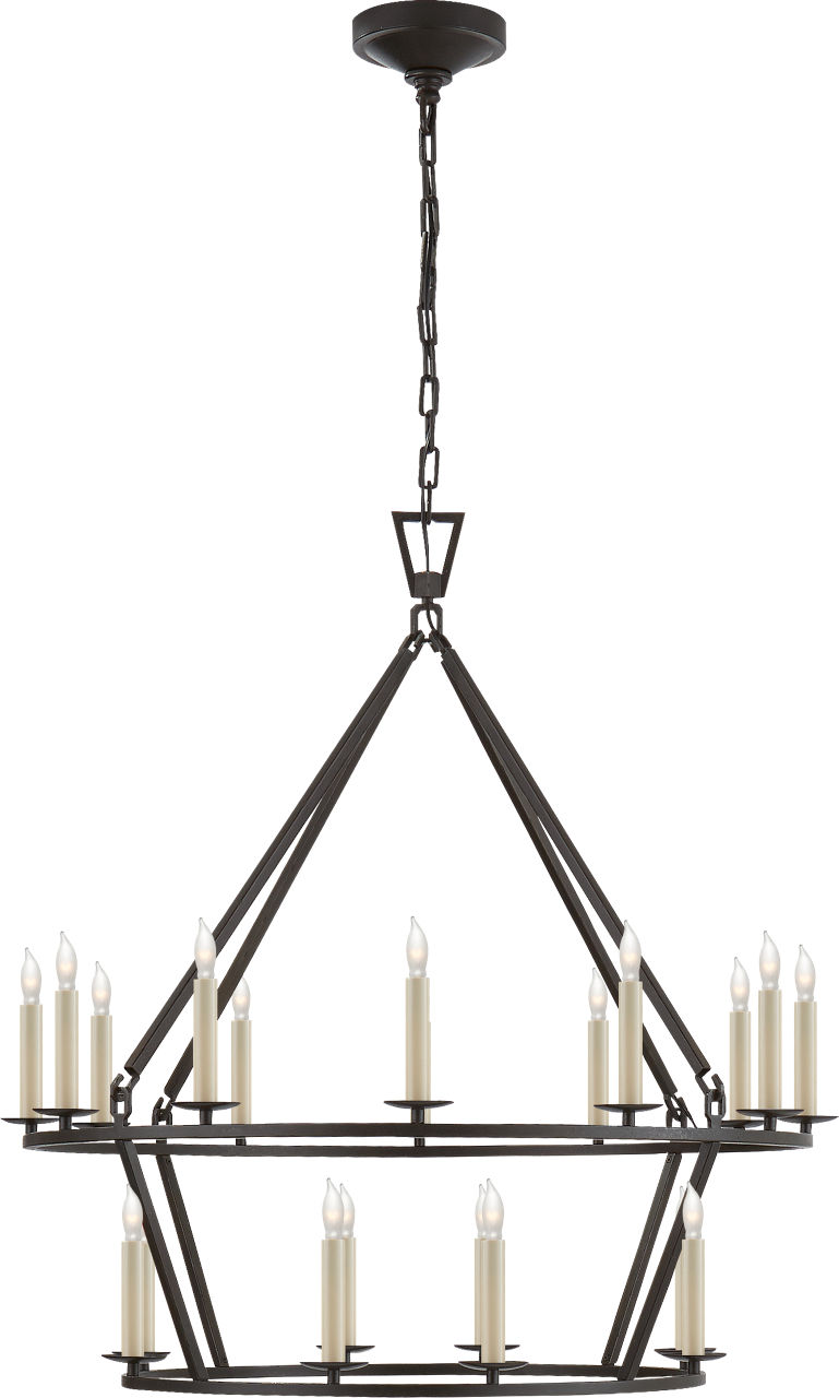 Darlana Medium Two-Tier Chandelier in Aged Iron