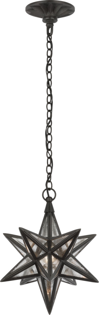 Moravian Small Star Lantern in Aged Iron with Antique Mirror