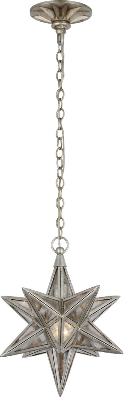 Moravian Small Star Lantern in Burnished Silver Leaf with Antique Mirror