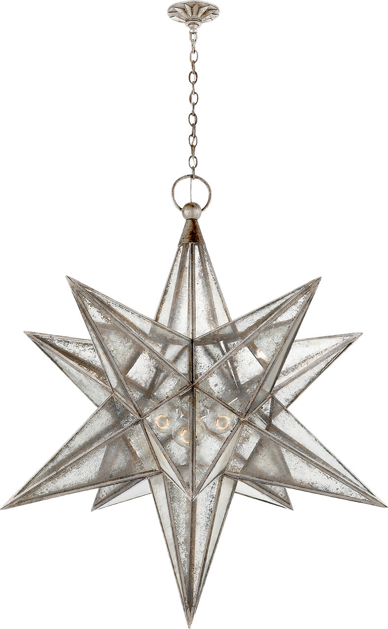 Moravian XL Star Lantern in Burnished Silver Leaf with Antique Mirror