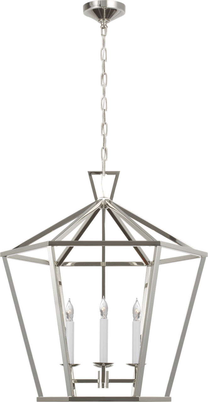 Darlana Large Hexagonal Lantern in Polished Nickel