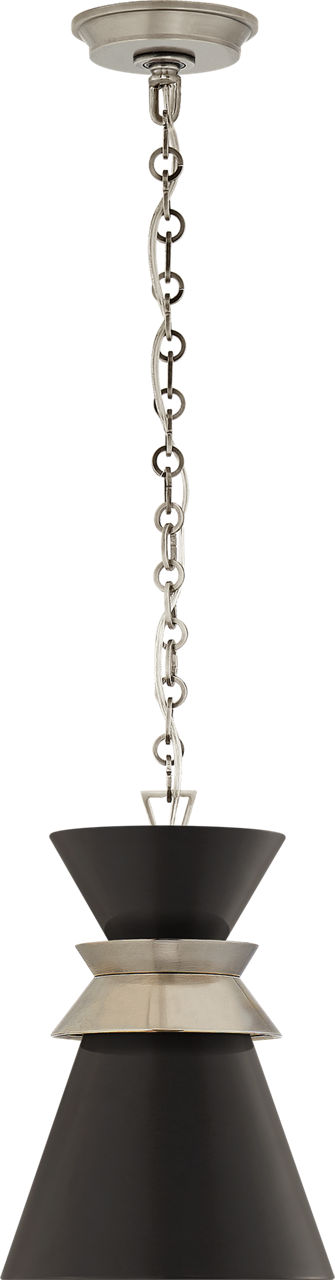 Alborg Small Stacked Pendant in Antique Nickel with Matte Black Shade
