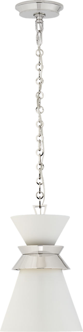 Alborg Small Stacked Pendant in Polished Nickel with Matte White Shade