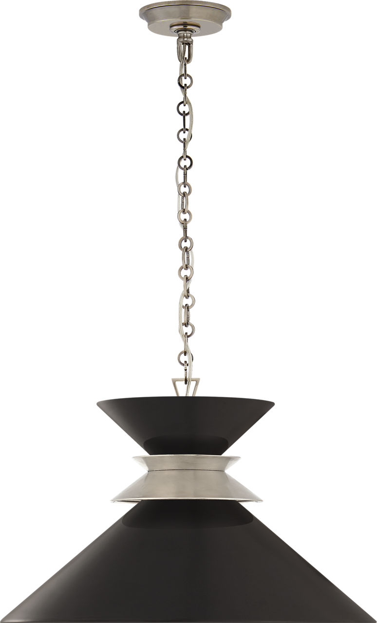 Alborg Large Stacked Pendant in Antique Nickel with Matte Black Shade