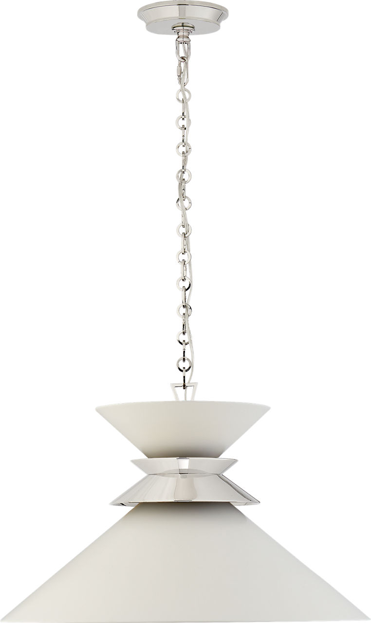 Alborg Large Stacked Pendant in Polished Nickel with Matte White Shade
