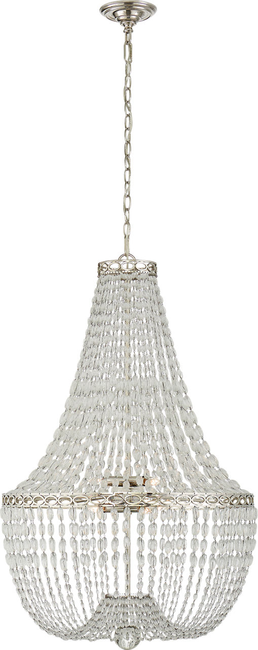 Linfort Basket Form Chandelier in Polished Nickel with Clear Glass Trim