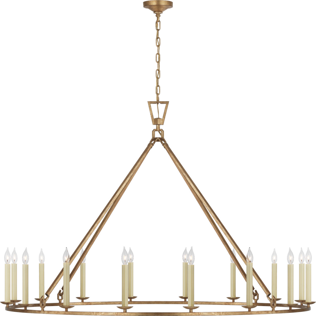 Darlana Oversized Single Ring Chandelier in Gilded Iron