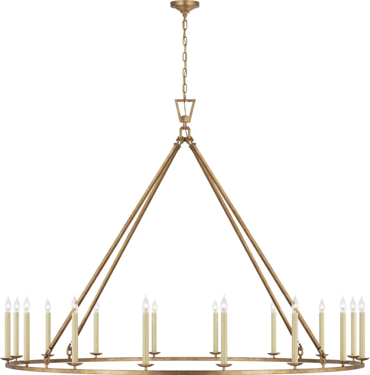 Darlana Grande Single Ring Chandelier in Gilded Iron