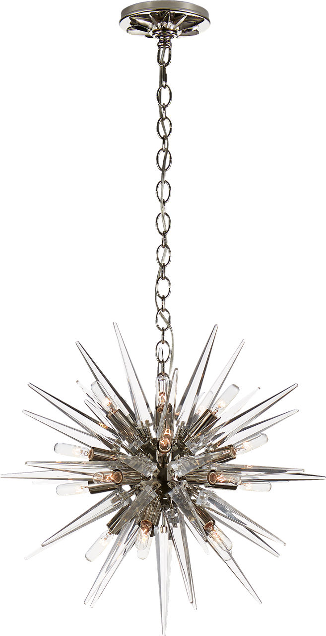 Quincy Small Sputnik Chandelier in Polished Nickel with Clear Acrylic